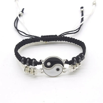New Best Friend Bracelets Matching Yin Yang Adjustable Cord Bracelet for Bff Friendship Relationship