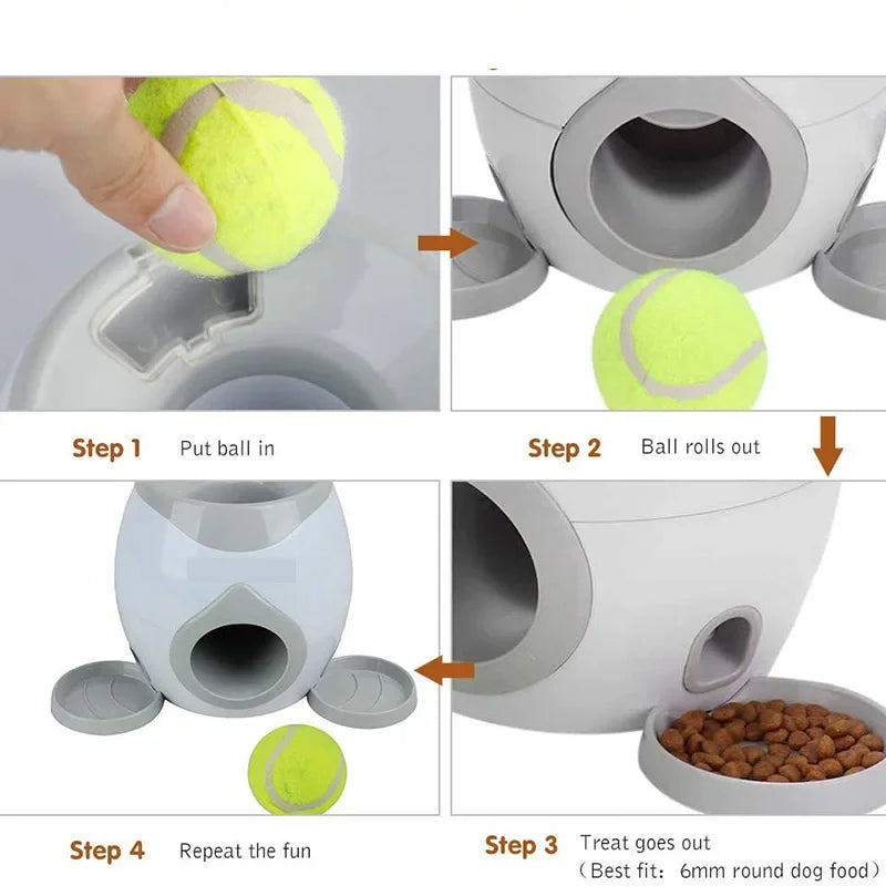 Dog Toy Tennis Automatic Throwing Machine Food Distribution Reward Game