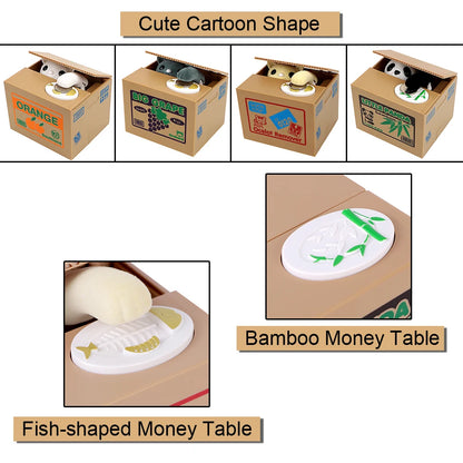 Electronic Money Boxes Kids Gift Automated Panda Cat Steal Coin Bank Piggy Banks Money Saving Box Cute Plastic