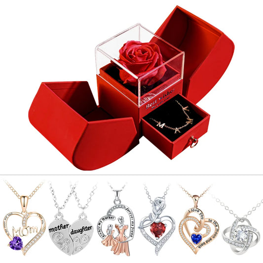 Mothers day Jewelry Pendant Necklace /w Forever Rose Gift Box