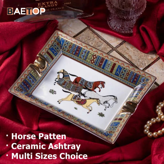 Handmade Horse Patten Ceramic Cigar Ashtray